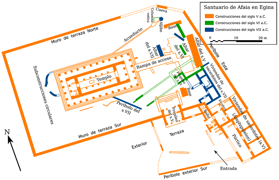 Plano del Santuario de Afaia en Egina